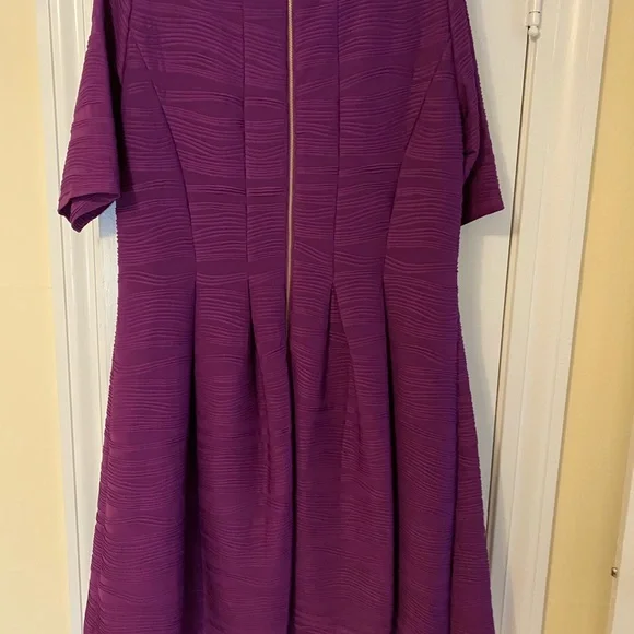 Gabby Skye Textured Purple Fit-and-Flare Dress - Picture 3 of 3